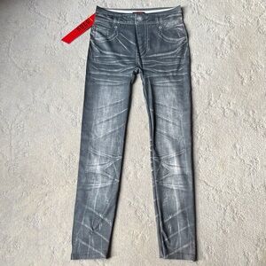 NWT Gray Jean Print Stud Back Leggings, Junior S/M